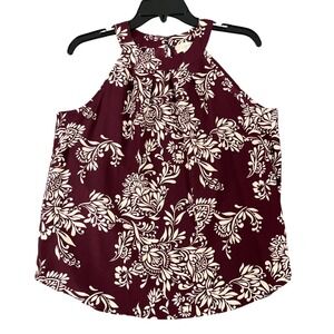 Loft Halter Blouse Top Women‎ S Floral Keyhole Neck Casual Lightweight Summer